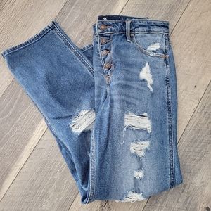 Hollister Mid Rise Crop Boyfriend Jeans 3R